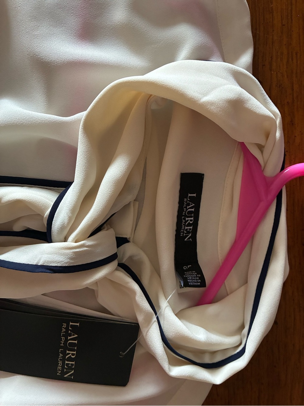 Ralph Lauren Two Tone Georgette Tie Neck Blouse - Picture 7 of 8